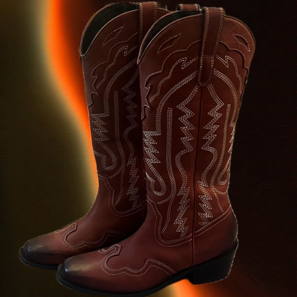 UO London Red Cowboy Boots